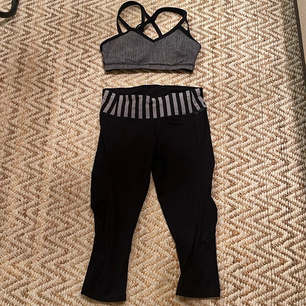 Lululemon water bound swim crop pants and sports bra